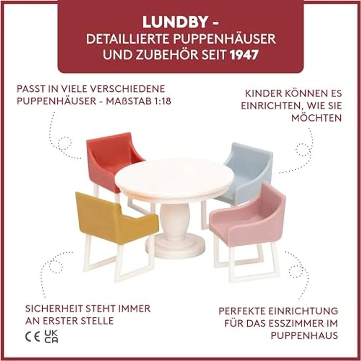 Lundby Puppenhausmöbel Puppenhauszubehör, 5 Teile aus natürlichen Materialien, für Kinder ab 4 Jahren – Bild 3