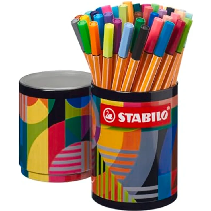 STABILO Point 88, Fasermaler-Set im Metalletui, 45 Stifte, 0.4 mm Spitze, orange mit weißen Kantenstreifen – Bild 1