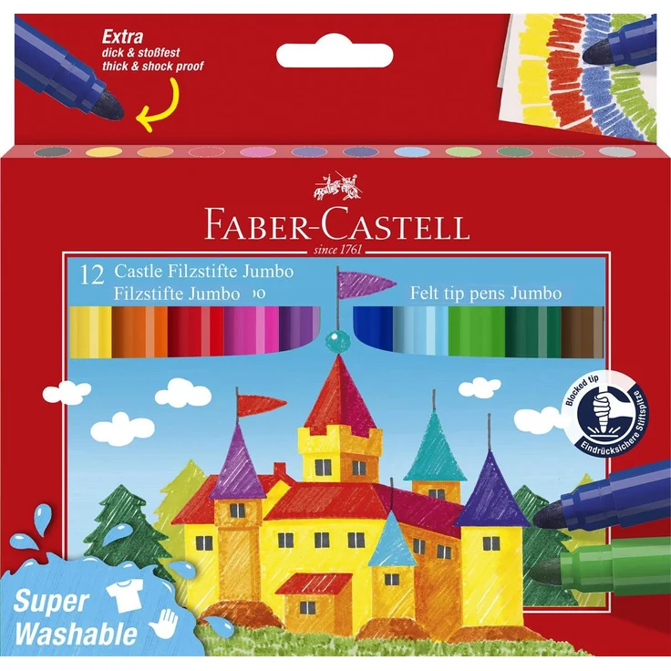 Faber-Castell Jumbo Filzstift - 12er Etui, lebendige Farben, sicher und ungiftig – Bild 1