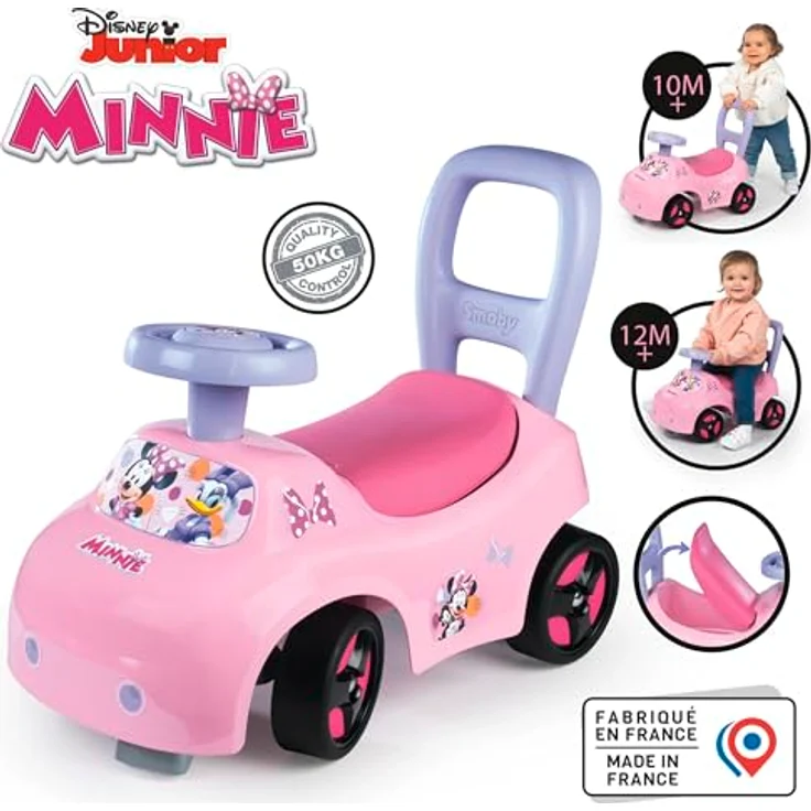 Smoby Minnie Maus Rutscher, wendiges Kinderfahrzeug mit Hupenlenkrad, Rückenstütze, Staufach und Kippschutz, für Kinder ab 10 Monaten – Bild 2