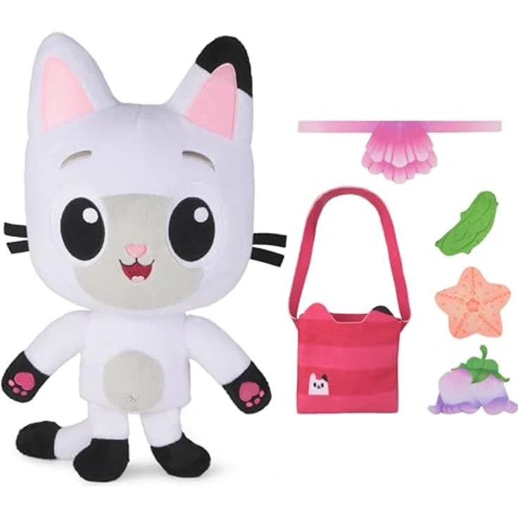 Gabby's Dollhouse interaktiver Plüsch Panda Pfötchen, 33cm mit 4 Zubehörteilen und Umhängetasche, für Kinder ab 3 Jahren – Bild 4