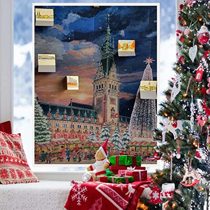 Richard Sellmer Verlag Adventskalender Hamburg mit Rathaus und Silberglimmer, 42x29,7cm – Bild 4