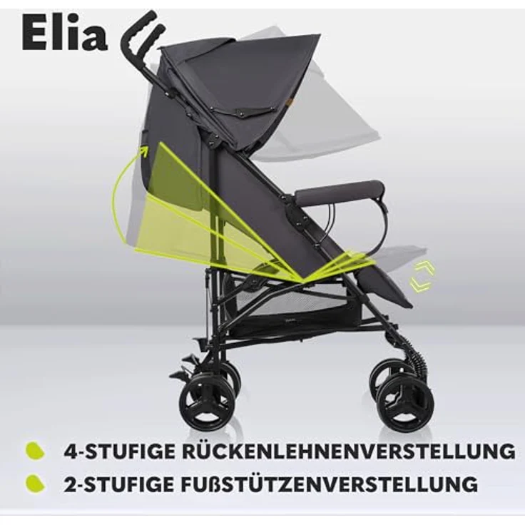 LIONELO Elia Buggy Klein Zusammenklappbar Kinderwagen Bis 15 Kg, Rücken Und Fußstützenverstellung Hinterradbremse, Moskitonetz, Beinwärmer, Einkaufskorb – Bild 5