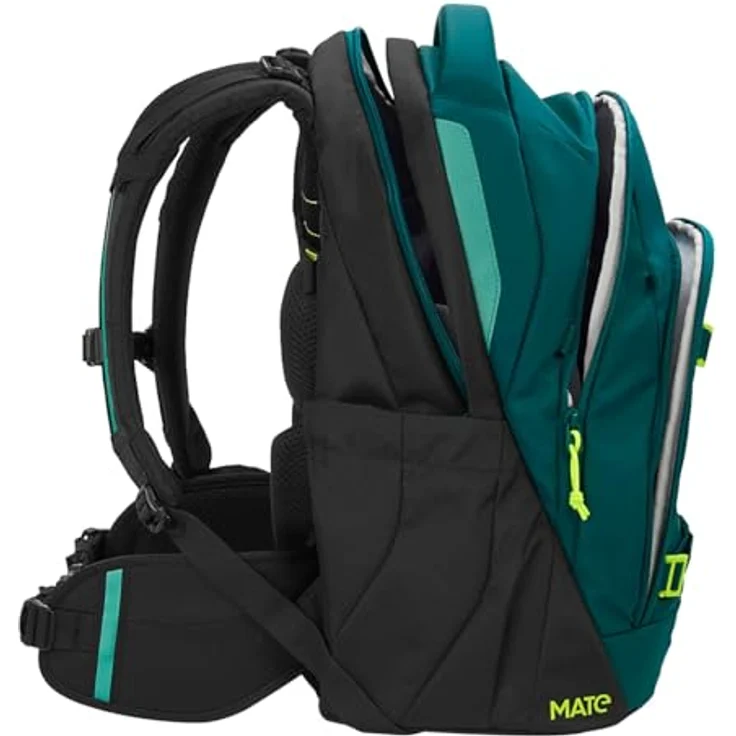 Coocazoo Mate Schulrucksack Tarp Muddy Lagoon petrol, ergonomisches Tragesystem, geräumige Fächer, reflektierende Flächen für Sicherheit – Bild 3