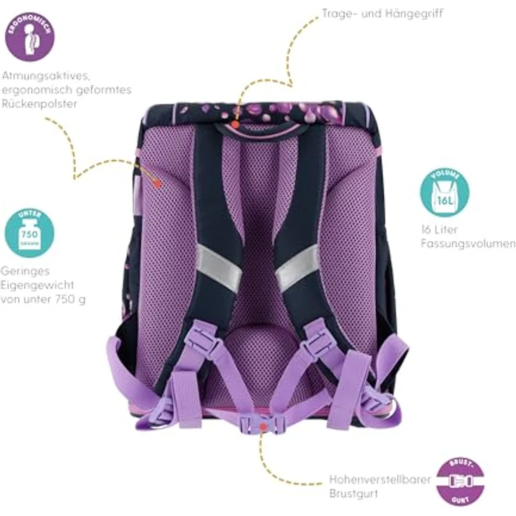 Herlitz Blossom Dance, Schulranzen Set 6-teilig, ergonomisch, ultraleicht, 16 L, für 1. Klasse, Jungen und Mädchen – Bild 5