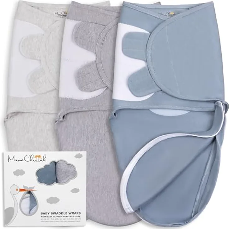 Mama Cheetah Baby Swaddle Sack, verstellbare Bio Swaddle Decke aus 100% Baumwolle, für Neugeborene 0-3 Monate, atmungsaktiv und hüftgesund