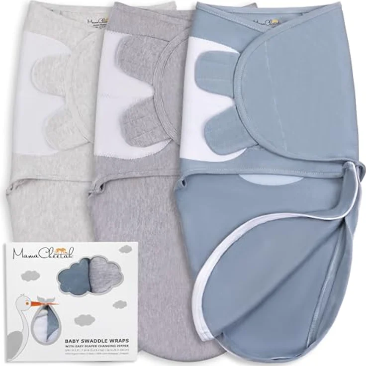 Mama Cheetah Baby Swaddle Sack, verstellbare Bio Swaddle Decke aus 100% Baumwolle, für Neugeborene 0-3 Monate, atmungsaktiv und hüftgesund – Bild 1