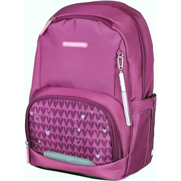 Schneiders Vienna Ergojet Purple Hearts, ergonomischer Schulranzen aus 100% recycelten PET-Flaschen, 21 Liter Volumen, mit LED-Leuchtstab und 6-teiligem Set – Bild 4