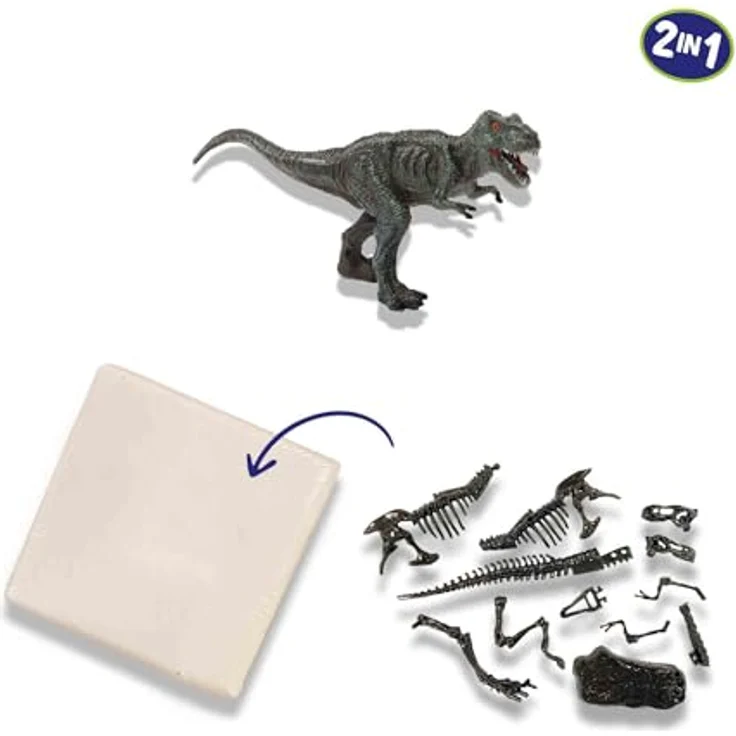 SES Creative 25092 Dino und Skelette ausgraben 2 in 1 - T-rex, Lehrreiches Ausgrabungsspielzeug für Kinder ab 5 Jahren mit Spielfigur und Werkzeugen – Bild 4