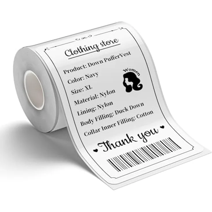 NIIMBOT Etikett B1 B21 B3S, wasserfeste Aufkleber 50x80mm (2"x3.15"), 95 Stück pro Rolle, weiß, ideal für Kleidungsetiketten, Glasetiketten und Barcodes