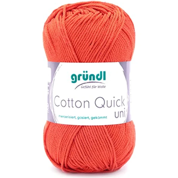 Gründl Cotton Quick Uni Strickgarn/Häkelgarn (farbenfrohes Garn aus 100 % Baumwolle, OEKO-TEX zertifiziert, 50 g / 125 m, Nadelstärke: 3 - 4, 1 x 50 g), Orange – Bild 1