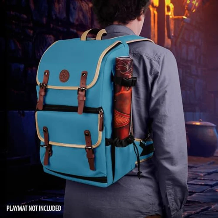 ENHANCE Designer Edition Sammelkarten-Rucksack in voller Größe – Platz für Kartenordner, TCG-Deckbox-Aufbewahrung – Blau Canvas-Look – Bild 3