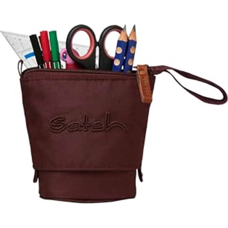 satch Pencil Slider extra groß inkl. Trennfach Reißverschlussfach Stiftehalter Geodreieck Sichtfenster für Stundenplan Nordic Ruby - Beere, Federmäppchen aus Nylon – Bild 3