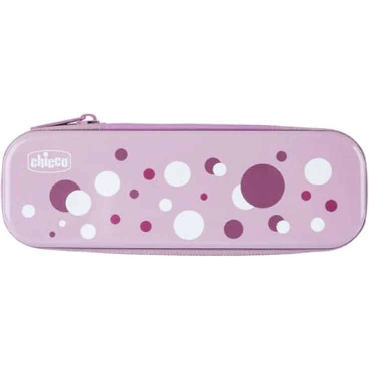 Chicco Baby Zahnbürste und Zahnpasta Set, ergonomische Zahnbürste mit weichen Borsten und Apfel-Bananen-Zahnpasta, für erste Milchzähne, praktisches Case, Reiseset, lila, 6-36 Monate – Bild 2