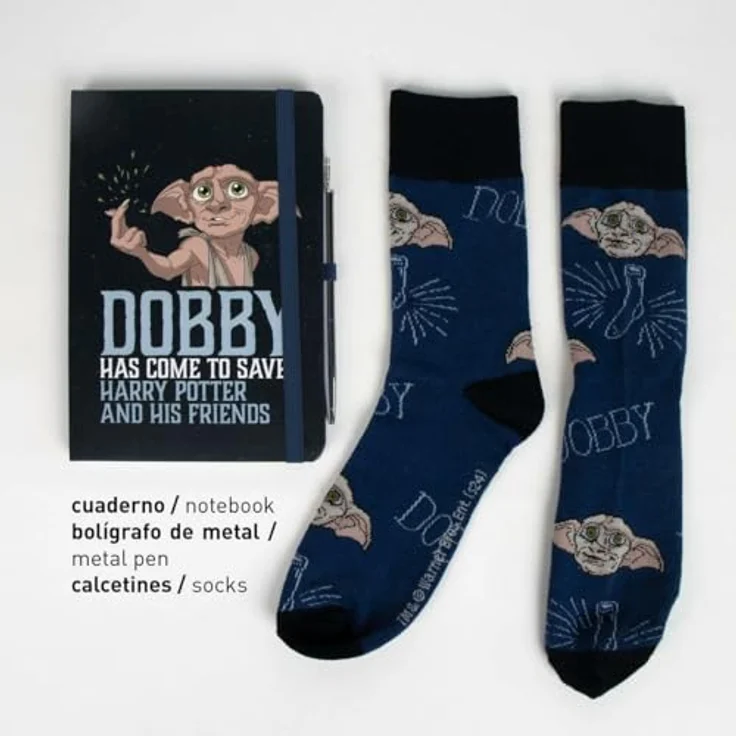 Cerda Harry Potter Dobby Briefpapier-Set, Schreibwaren in Dobby-Socke mit Stiften und Notizblöcken, 25,5 x 22,0 x 2,5 cm – Bild 5