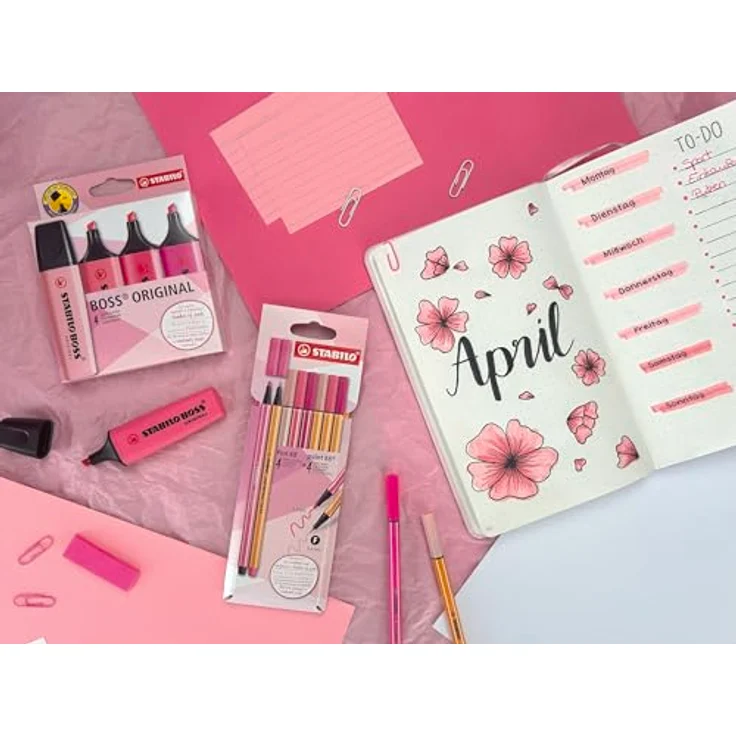STABILO Filzstift Set, Pen 68 & Point 88, Shades of Pink, hohe Farbbrillanz und metallgefasste Spitze – Bild 5