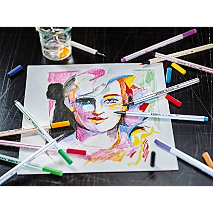 Premium-Filzstift mit Pinselspitze für variable Strichstärken - STABILO Pen 68 brush - ARTY - 30er Metalletui - mit 30 verschiedenen Farben – Bild 5