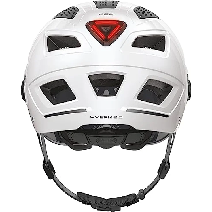 ABUS Stadthelm Hyban 2.0 ACE - Fahrradhelm mit Visier, Licht und ABS-Hartschale - für Damen und Herren - Weiß, Größe M​ – Bild 3