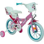 T&Y Trade 14 Zoll Kinderfahrrad Kinder Mädchen Fahrrad Mädchenfahrrad Kinderrad Rad Bike Disney Minnie Mouse Maus Toimsa 24951w, Stützräder abnehmbar, Anti-Rutsch-Pedale, geschlossener Kettenkasten, höhenverstellbarer Lenker und Sattel, stabiler Stahlrahmen