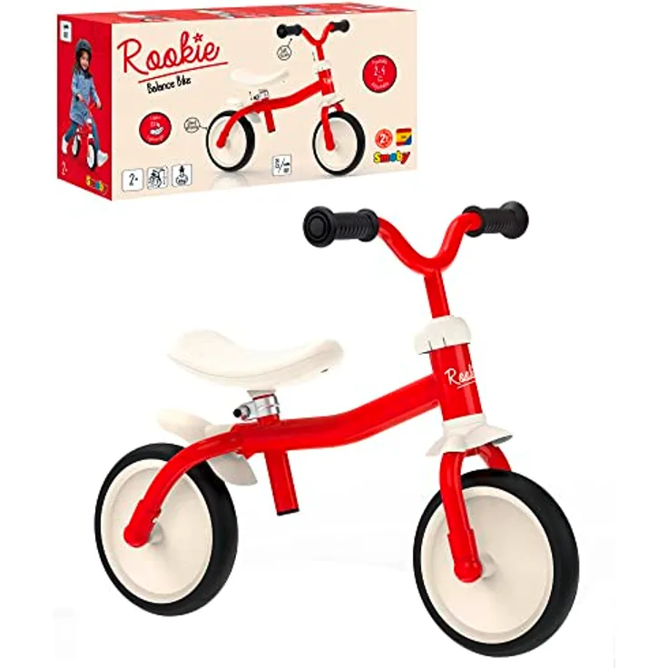 Smoby - Rookie Laufrad - Leichtmetall Kinderfahrrad - Selbstnivellierender verstellbarer Sattel - Geräuscharme Räder - Verstellbarer Lenker