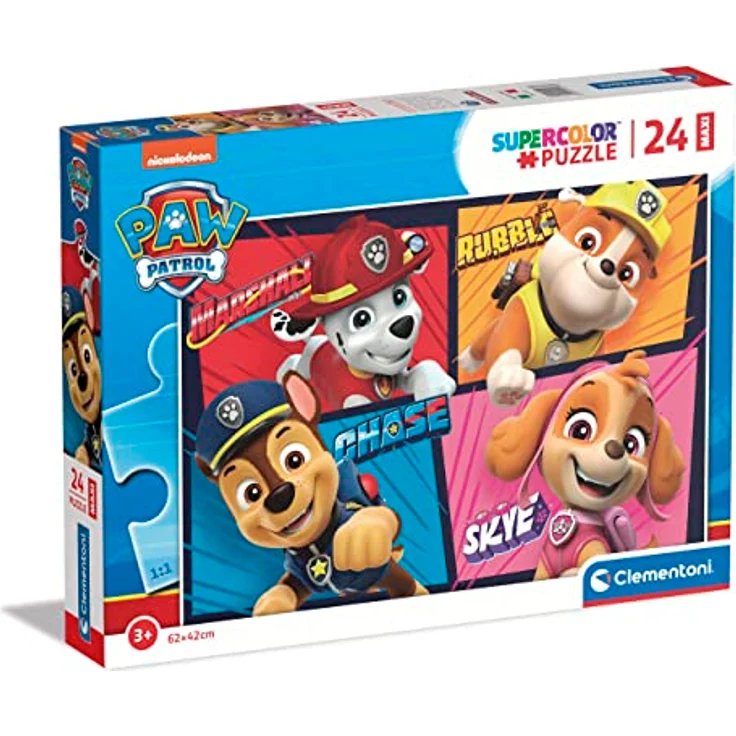 Clementoni 24238 Supercolor Puzzle Paw Patrol, 24 Maxi Teile, buntes Kinderpuzzle mit leuchtenden Farben und Farbintensität, Geschicklichkeitsspiel für Kinder ab 3 Jahren – Bild 1