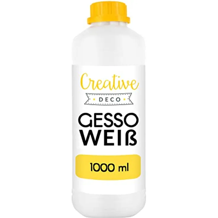 Creative Deco Professionell Weiße Gesso, 1L Universalgrundierung für Acryl- und Öl-Farben, ungiftig und wasserbeständig