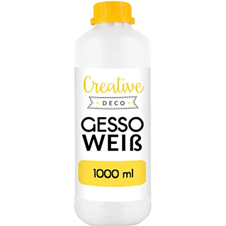 Creative Deco Professionell Weiße Gesso, 1L Universalgrundierung für Acryl- und Öl-Farben, ungiftig und wasserbeständig – Bild 1