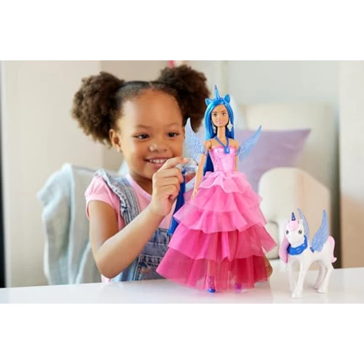 Barbie Anziehpuppe Saphire, zum 65. Geburtstag von Barbie, mit Einhorn-Accessoires, blau – Bild 2