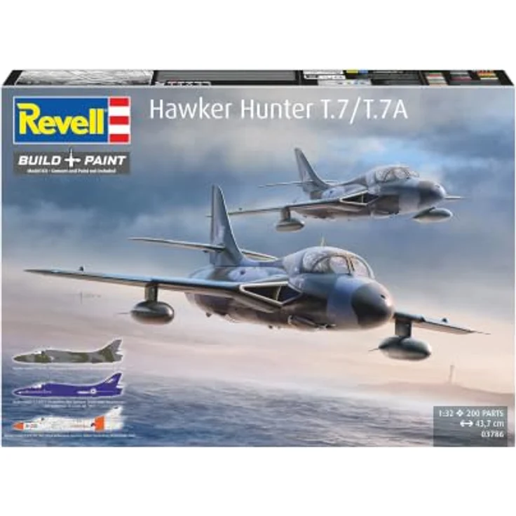 Revell Modellbau Hawker Hunter T.7/T.7A, Modellflugzeug im Maßstab 1:32 mit detailliertem Cockpit und authentischen Bemalungsvarianten der RAF und niederländischen Luftwaffe – Bild 2