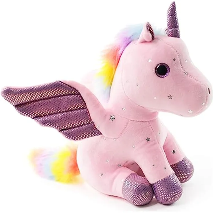 Trayosin Kuscheltier Einhorn 20cm, Plüschtier für Mädchen, weiches Spielzeug in rosa, blau, lila und weiß, ideal für 3-8 Jahre alte Kinder