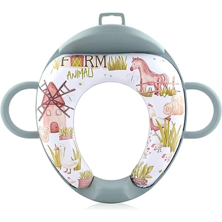 Lorelli Baby-Toilettensitz mit Rückenlehne, gepolstert, mit Handgriffen und Spritzschutz, 11 cm, Kunststoff – Bild 2
