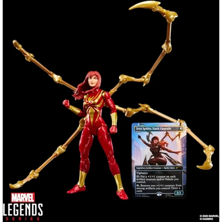 Spiderman Magic: The Gathering Mary Jane Watson (Iron Spider) Sammelfigur, 15 cm mit 7 Accessoires und Foilkarte – Bild 4