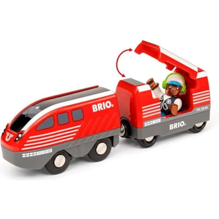 Brio 63610200 Schnellzug mit Rückziehmotor, 28-teiliges Spielzeugset inklusive Passagierwaggon und Zubehör – Bild 3