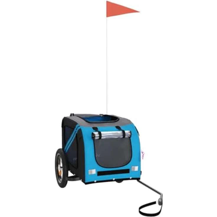 vidaXL Fahrradanhänger für Hunde, Blau und Grau, Oxford-Gewebe, Eisenrahmen, max. Belastbarkeit 30 kg – Bild 4