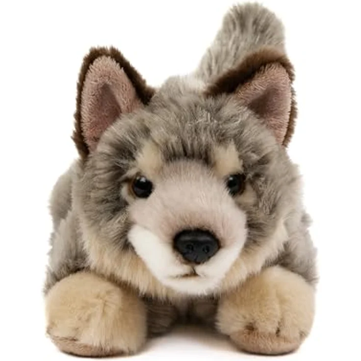 Teddys Rothenburg Kuscheltier Wolf liegend 20 cm Plüschwolf Plüschtier, grau/beige, maschinenwaschbar bis 30°C – Bild 3