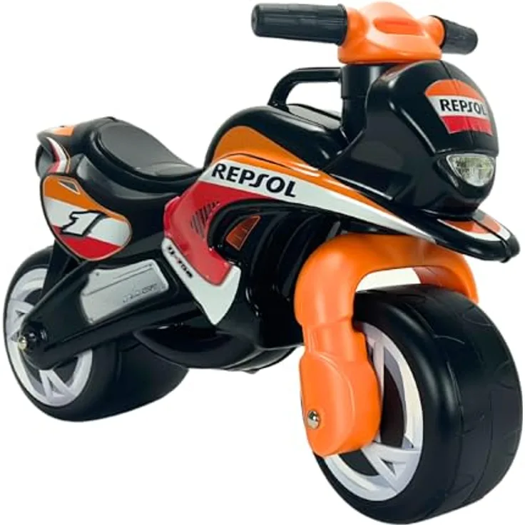 INJUSA Laufrad Motorrad Repsol für Kinder ab 18 Monaten, ergonomisches Design, wasserfeste rutschfeste Dekoration, breite Kunststoffräder, integrierter Tragegriff, stabile Konstruktion