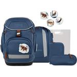 ergobag Pack Set, ergonomischer Schulrucksack 6-teilig für 1. Klasse, flexible Trennung, wasserdicht, mit 4 Kletties, in bunt