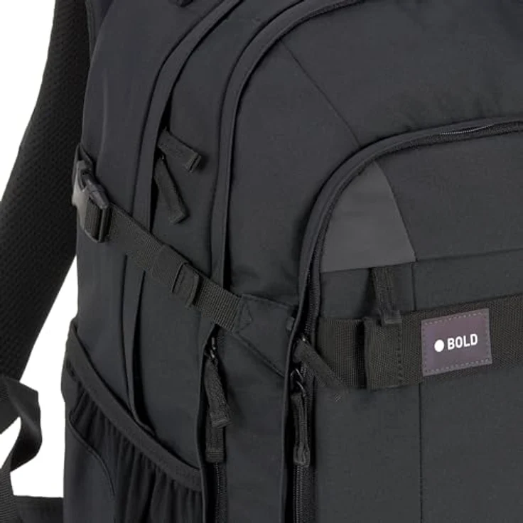 LÄSSIG BOLD Origin Schulrucksack, ergonomisch, höhenverstellbar, 30 l, schmutz- und wasserabweisend, schwarz mit Reflektoren – Bild 4
