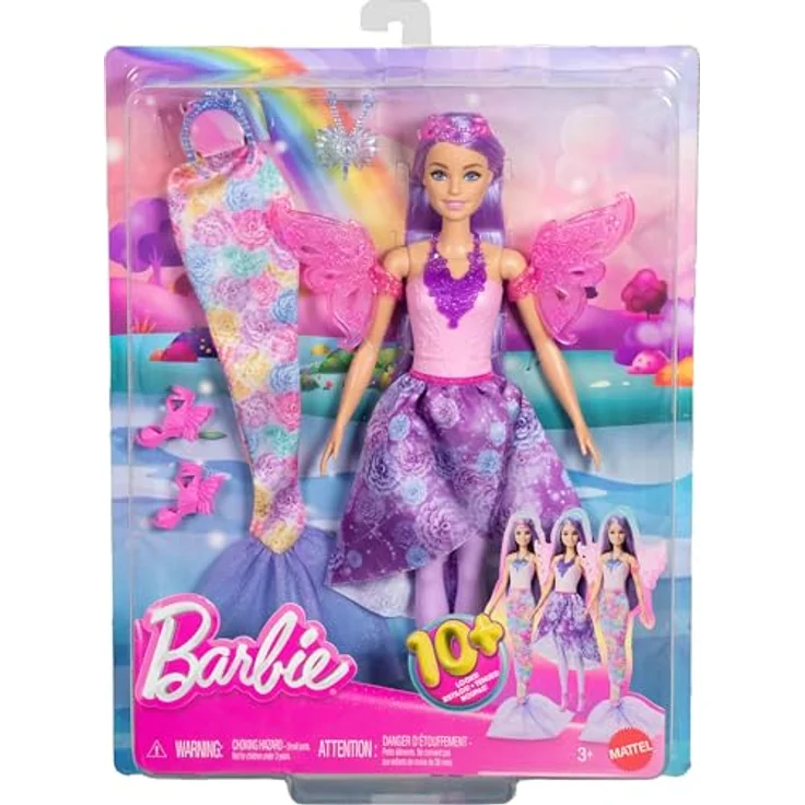 Barbie Anziehpuppe 3-in-1 Fantasy Puppe mit Meerjungfrauen-Schwanzflosse und Flügeln – Bild 4