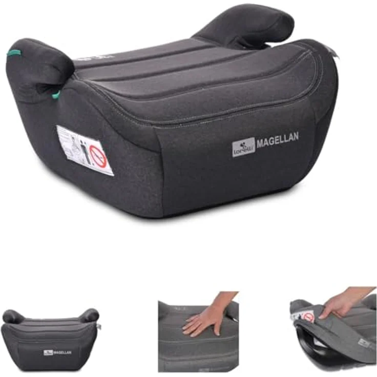 Lorelli Kindersitzerhöhung Sitzerhöhung i-Size Magellan, Bezug waschbar, Booster, für Kinder 125-150cm, 36 kg, schwarz – Bild 2