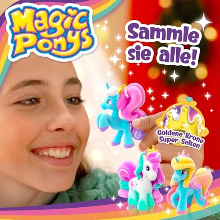 CRAZE Magic PONYS Komplettes Verkaufsdisplay, 24 Sammelfiguren mit Tattoos und Zubehör, inklusive 1 Prinzessin Pony mit goldener Krone – Bild 3