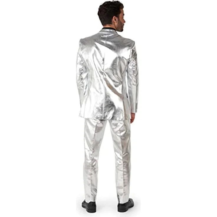 OppoSuits Shiny Silver (62), Anzugset mit Slim-Fit-Schnitt, silberfarben, inkl. Jacket, Hose und Krawatte – Bild 3
