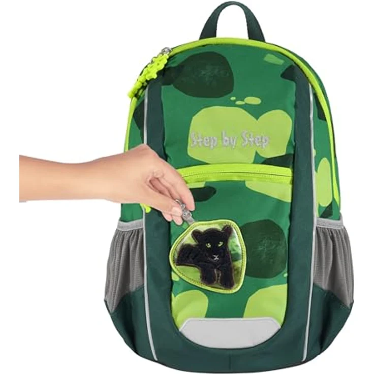Step by Step Rucksack-Set KIGA Maxi „Little Wild Cat Chiko“, 10 l, grün, ergonomischer Kindergartenrucksack mit separatem Innenfach – Bild 3