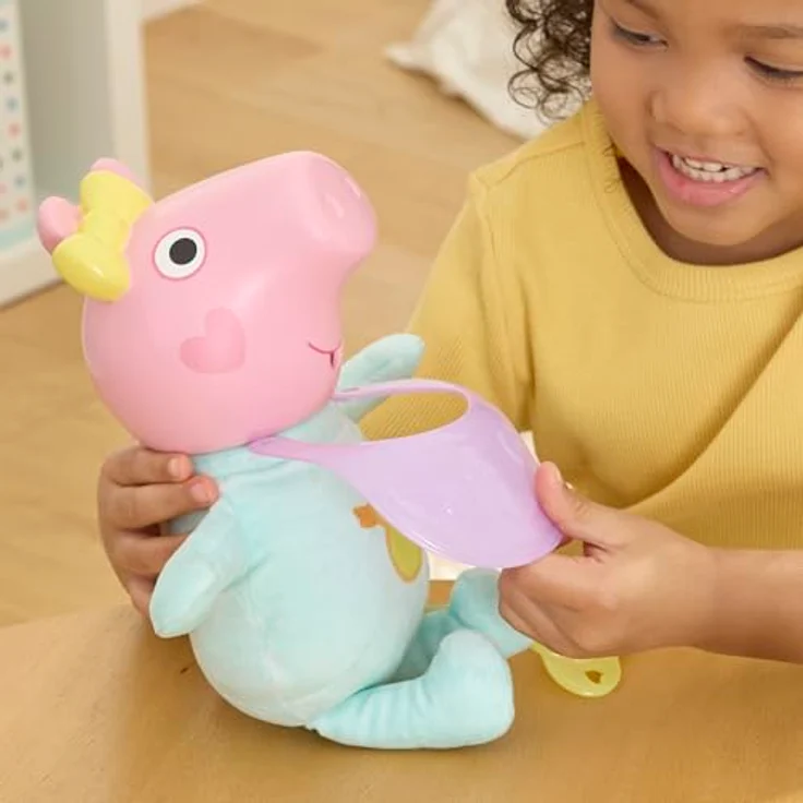 Hasbro Peppa Pig Oinks & Snuggles Evie, Interaktive Kuschelpuppe mit über 20 Soundeffekten und Zubehör – Bild 8