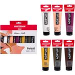 Amsterdam Standard Serie Acrylfarben Set Portrait Set, 6 x 120 ml Tuben, Mischfarben für verschiedene Hauttöne, seidenmatte Oberfläche