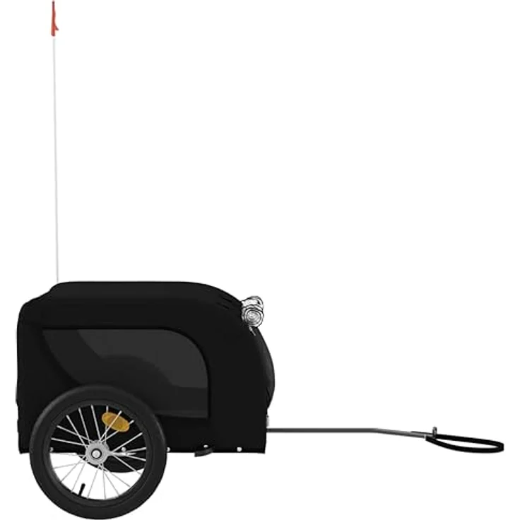vidaXL Fahrradhundeanhänger Schwarz Oxford-Gewebe und Eisen, für Hunde bis 45 kg – Bild 6