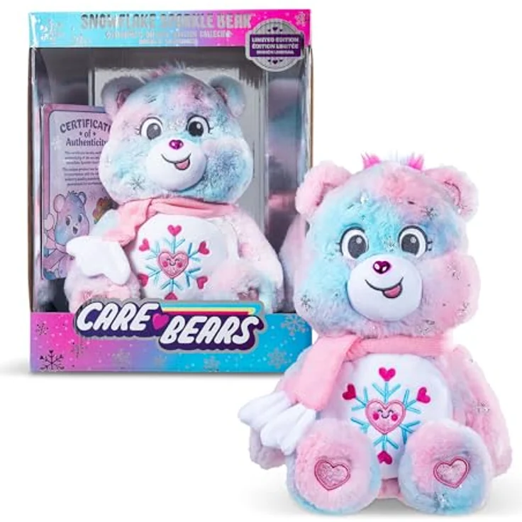 Troetelbeertjes Care Bears Plüschtier - Collector Edition Snowflake Sparkle Bear, 35cm Winter, weiches Plüschdesign mit detailliertem Belly Badge – Bild 6