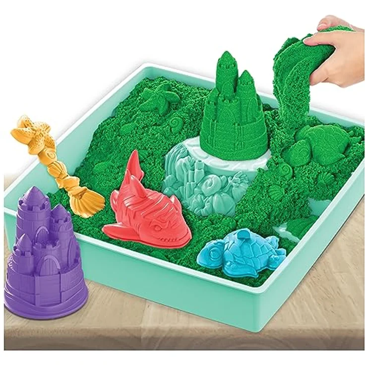 Spin Master Kinetic Sand Kreativset, 454 g in Grün, mit Förmchen und Schäufelchen für kreatives Spielen – Bild 7