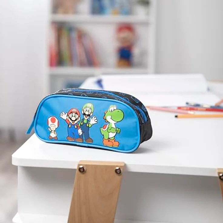 Undercover Super Mario Federmäppchen, kinderfreundliches Design, kompakt 22,5 x 9 x 9 cm, leicht 50 g, ideal für Schule und Freizeit – Bild 3