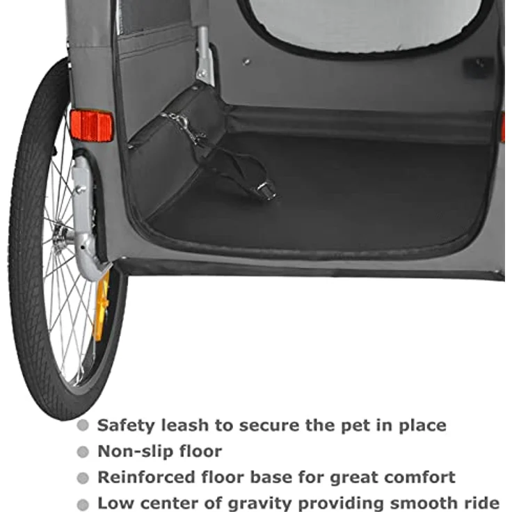 TIGGO Fahrradhundeanhänger Tiggo VS Pets M Hundeanhänger Fahrradanhänger Hundefahrradanhänger, Stabile Konstruktion aus pulverbeschichtetem Stahl, wasserdichtes Polyester 600d, Reflektoren für Sicherheit, 30 kg Zuladung, StVZO zugelassen, blau – Bild 4